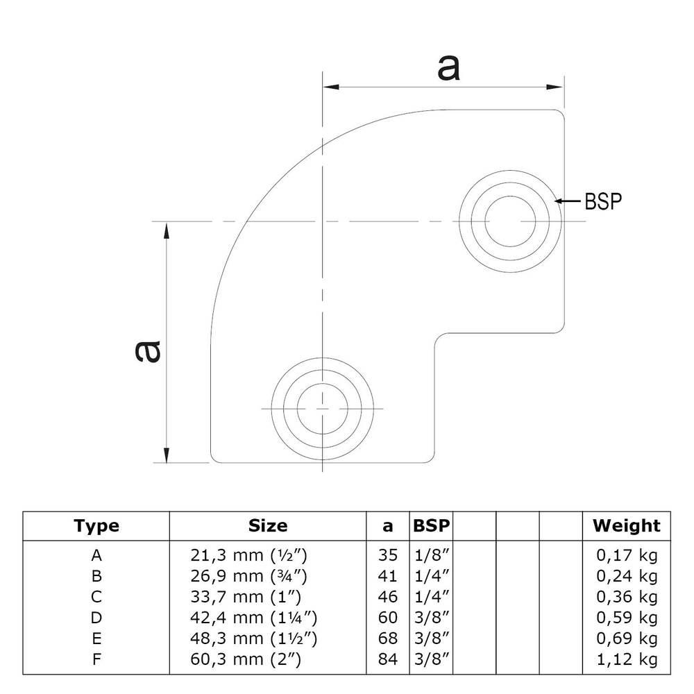 Doos Kniestuk 90°-E / 48,3 mm (25 stuks)